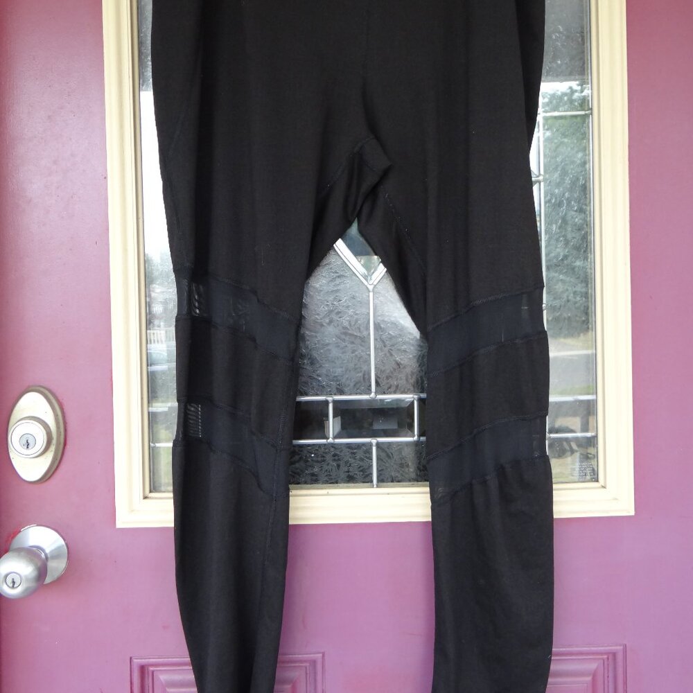 2X Black Leggings w/ Sheer Mesh